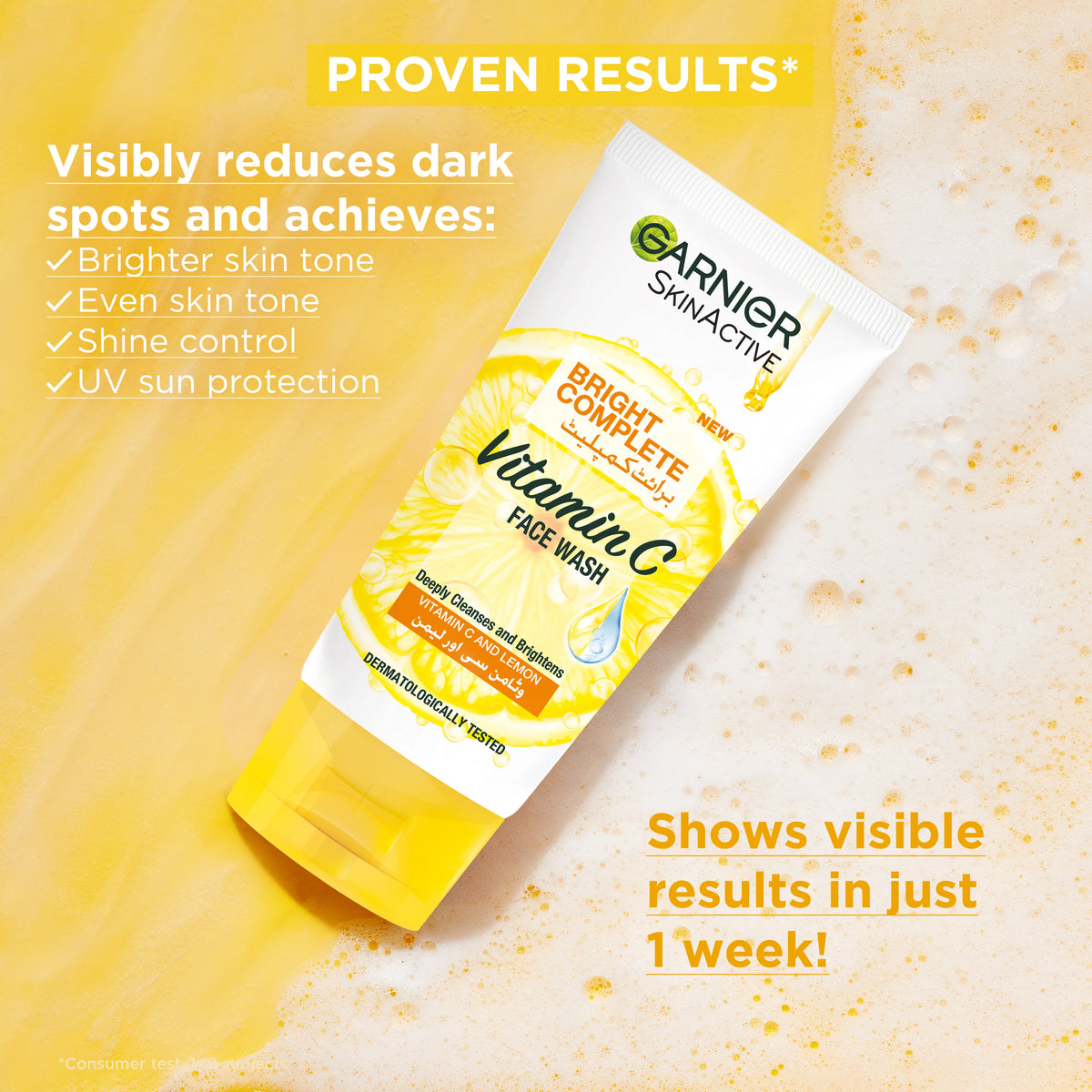 Garnier SkinActive Bright Complete Vitamin C Face Wash – Deep Cleansing & Skin Brightening Face Wash
