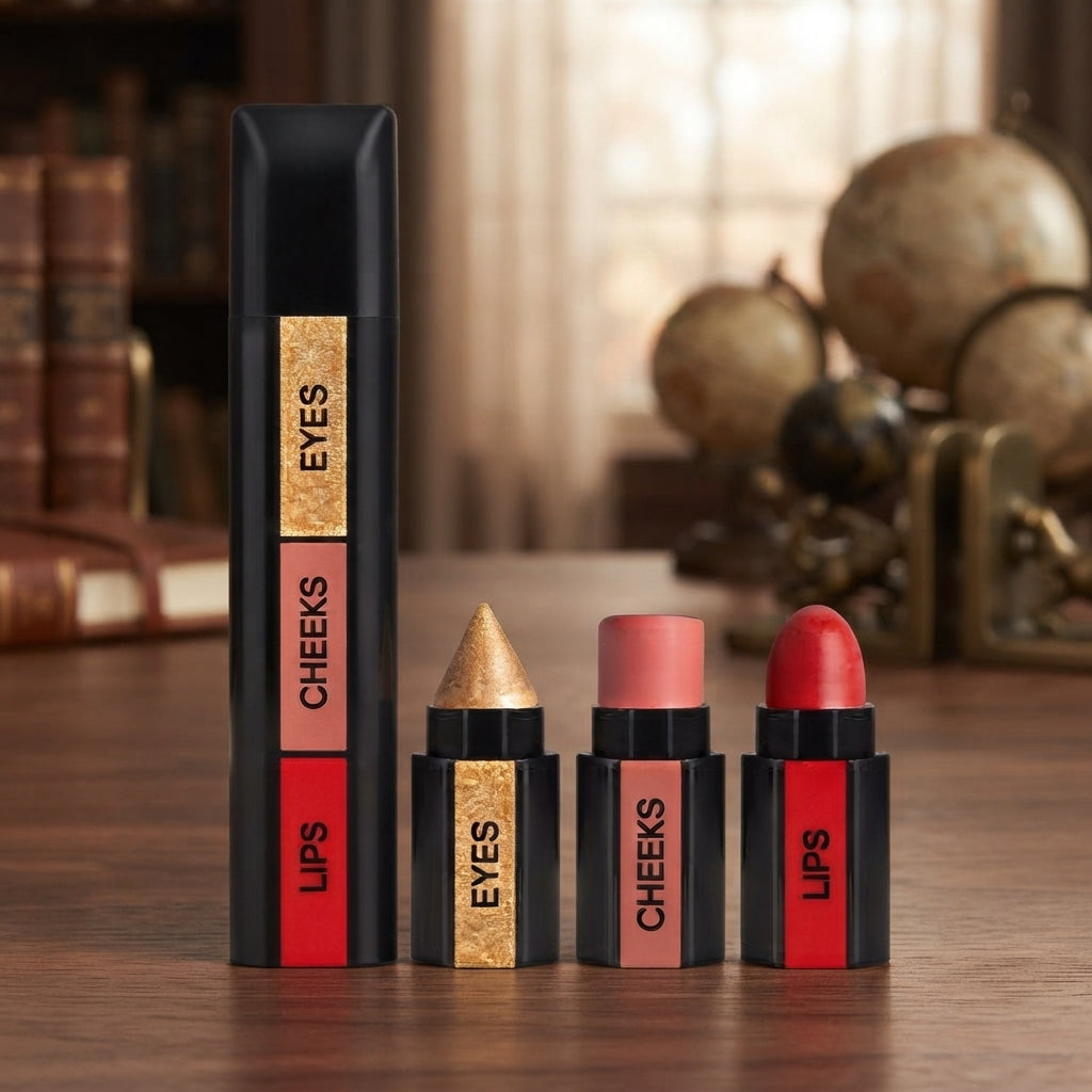 3 In 1 Makeup Stick With Eye Shadow, Blush & Lipstick - Cosmetic Product Designed For Lip Care And Daily Makeup Routine (Random Color)