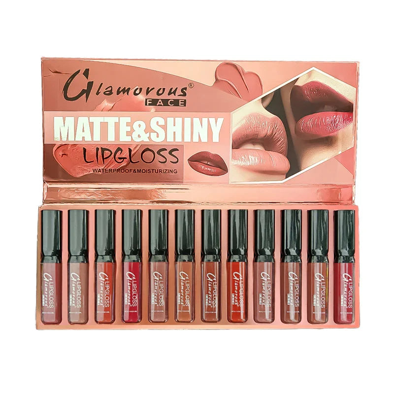 Glamorous Face 12 In 1 Matte & Shiny Lip Gloss Set