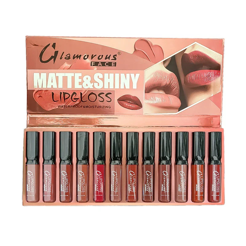 Glamorous Face 12 In 1 Matte & Shiny Lip Gloss Set