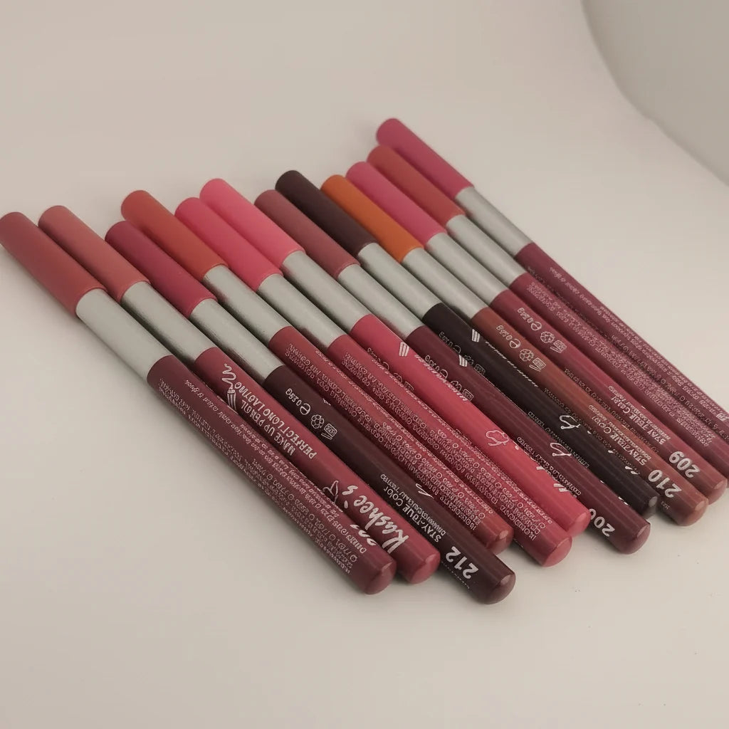 Kashee's 03 Pcs Perfect Long Lasting Lip Liner and Eye Pencil Set - Smooth Waterproof Lip Contour Makeup Pencils Multi Shades Box