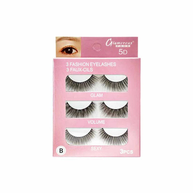 Glamorous Face 3×1 5D Eyelashes Pack (3 Pairs - 4 Style Groups)