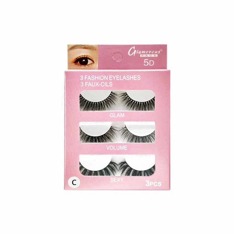 Glamorous Face 3×1 5D Eyelashes Pack (3 Pairs - 4 Style Groups)