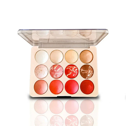 Glamorous Face 12 Color Highlighter & Blush On Palette