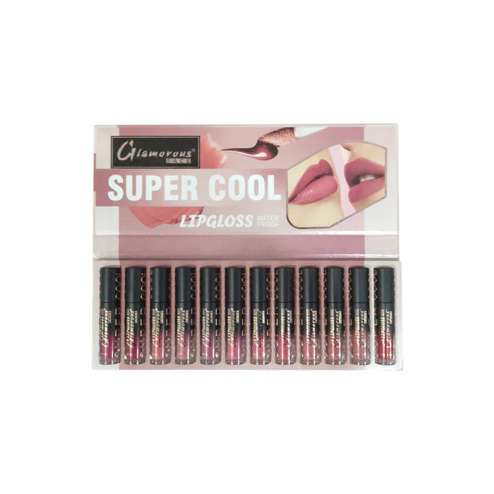 Glamorous Face Super Cool Waterproof Lip Gloss - 12 in 1 (Shade C Shiny)