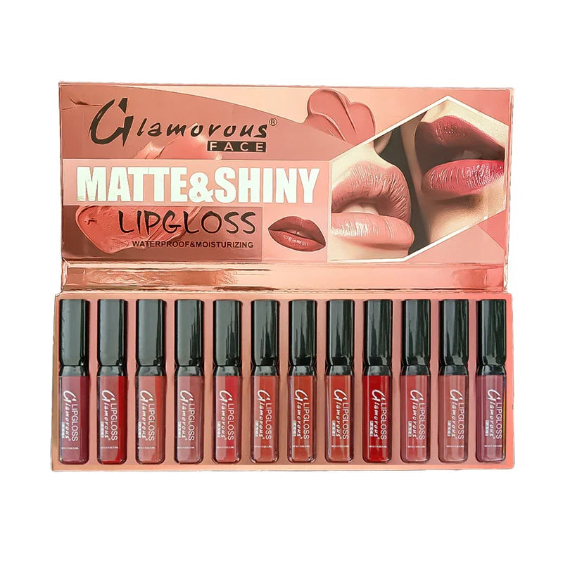 Glamorous Face 12 In 1 Matte & Shiny Lip Gloss Set