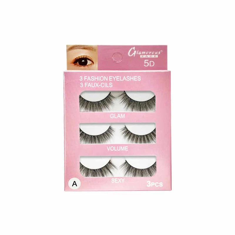 Glamorous Face 3×1 5D Eyelashes Pack (3 Pairs - 4 Style Groups)