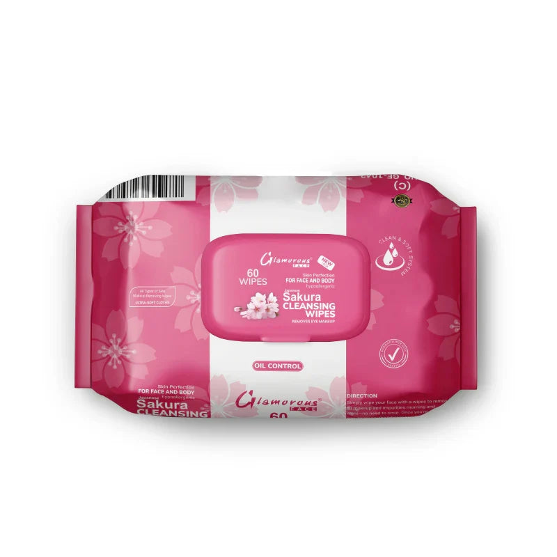 Glamorous Face Cleansing Makeup Remover Wipes Large 60 Pieces