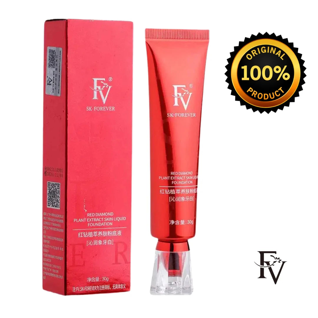 FV Red Diamond Plant Extract Skin Liquid Foundation - Full Coverage Waterproof Matte Finish 30g